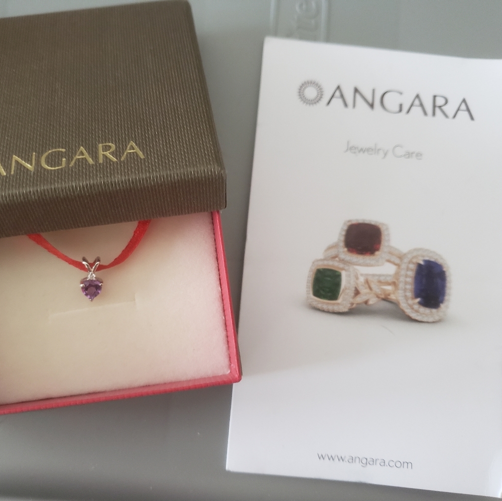 Amethyst and diamond chip pendant from angara jewelry